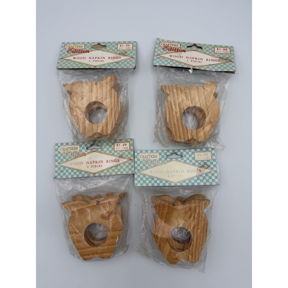 Vtg 1996 Crafters Edition Wood Apple Napkin Rings Bundle NOS Unopened Packs